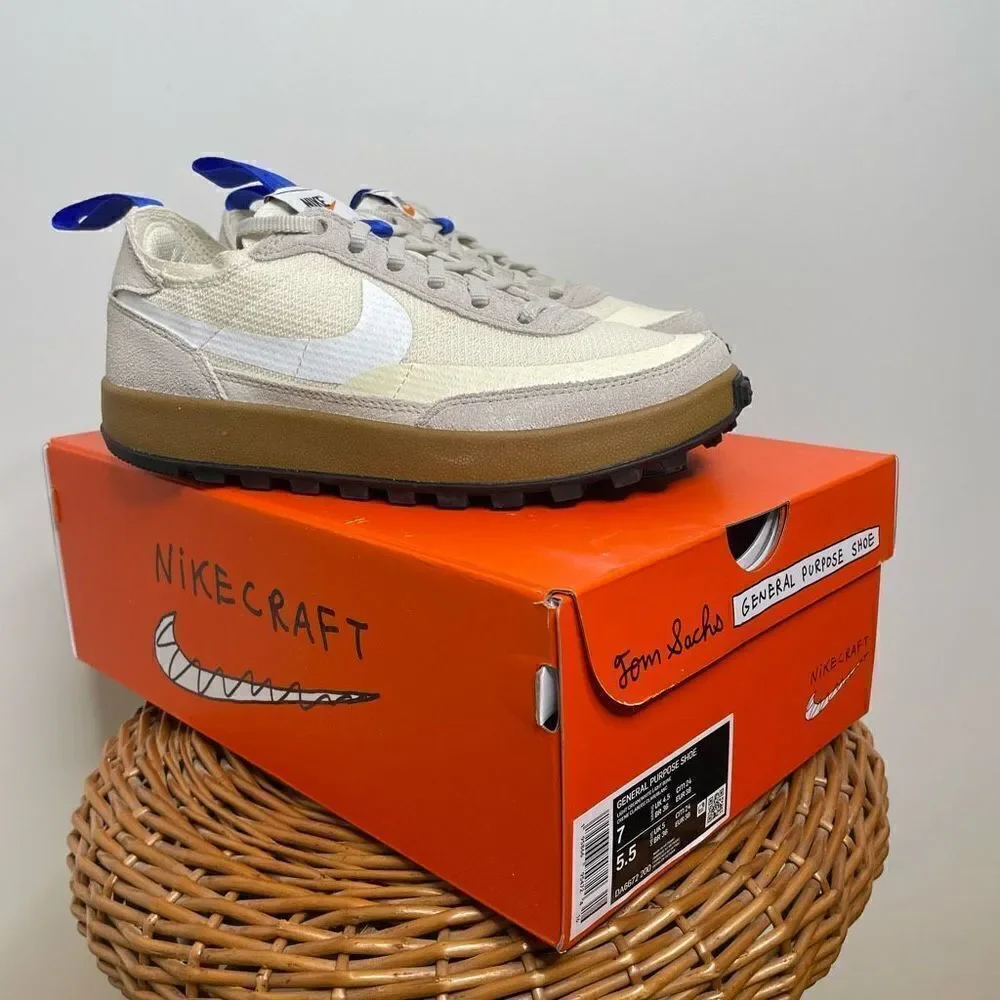 NEW Nike x Tom Sachs Nikecraft General Purpose Sneakers Shoes 7 Beige White Blue